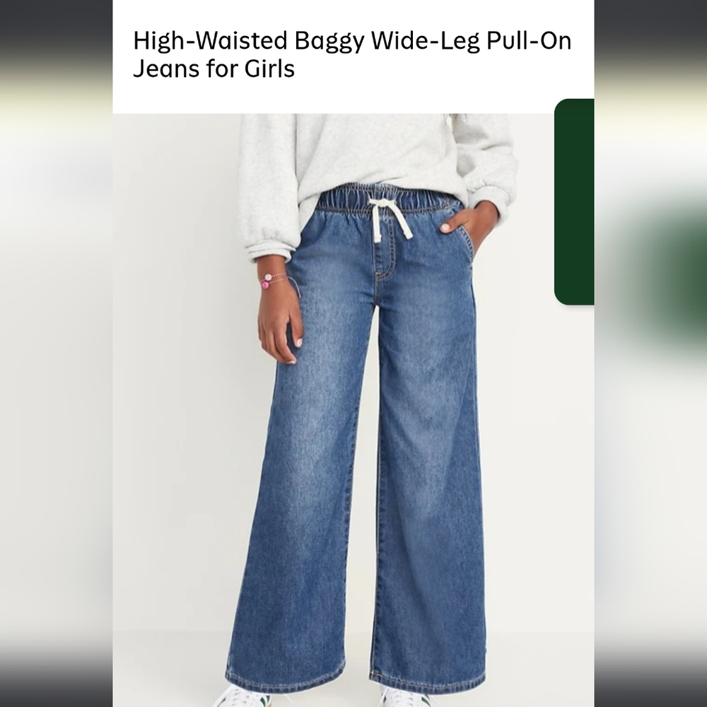 2 PAIRS - Baggy Wide-Leg Pull-On Jeans for Girls